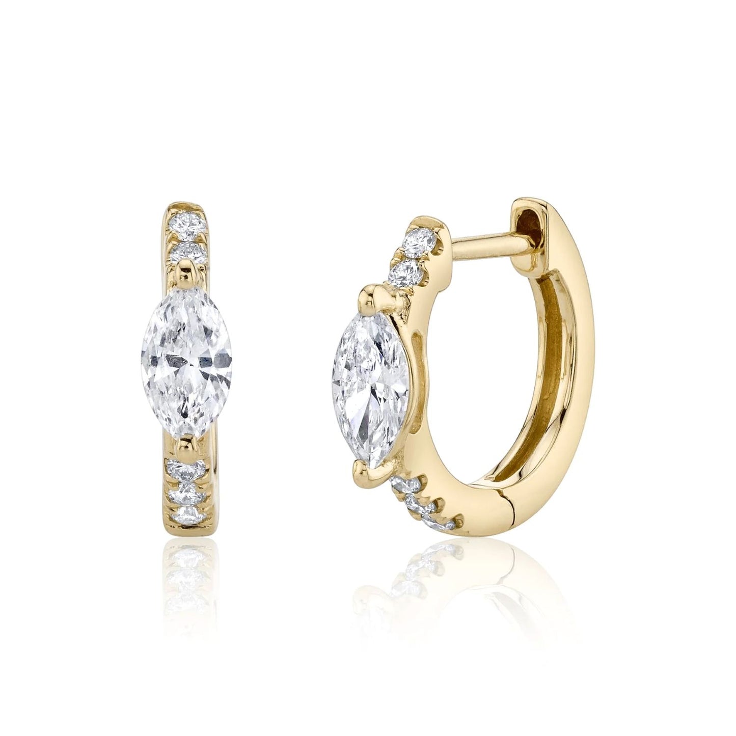 Marquise & Round Diamond Hoops