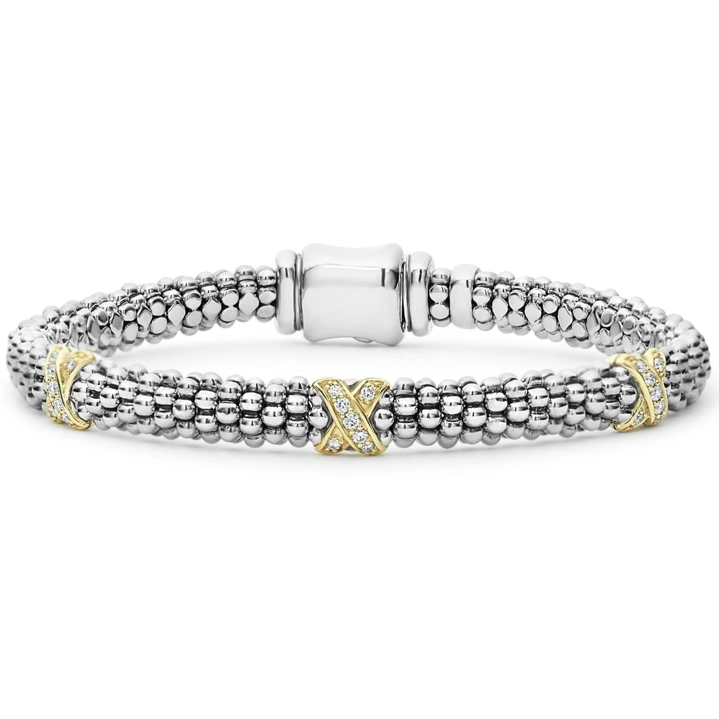 Caviar Three Diamond "X" Bracelet