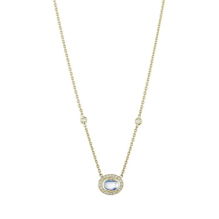 Diamond & Moonstone Pendant Necklace