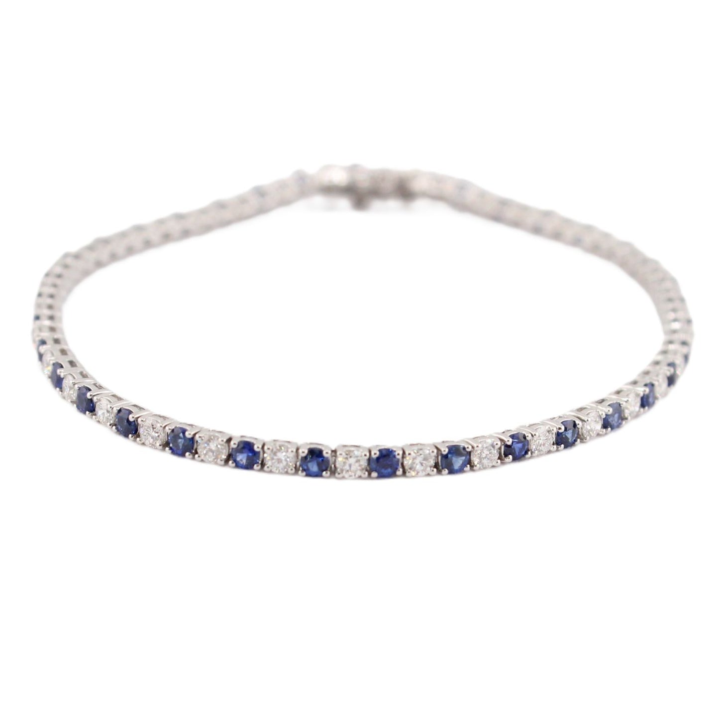 Blue Sapphire & Diamond Line Bracelet