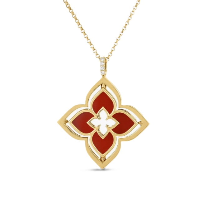 Venetian Princess Collection Red Agate and Diamond Pendant