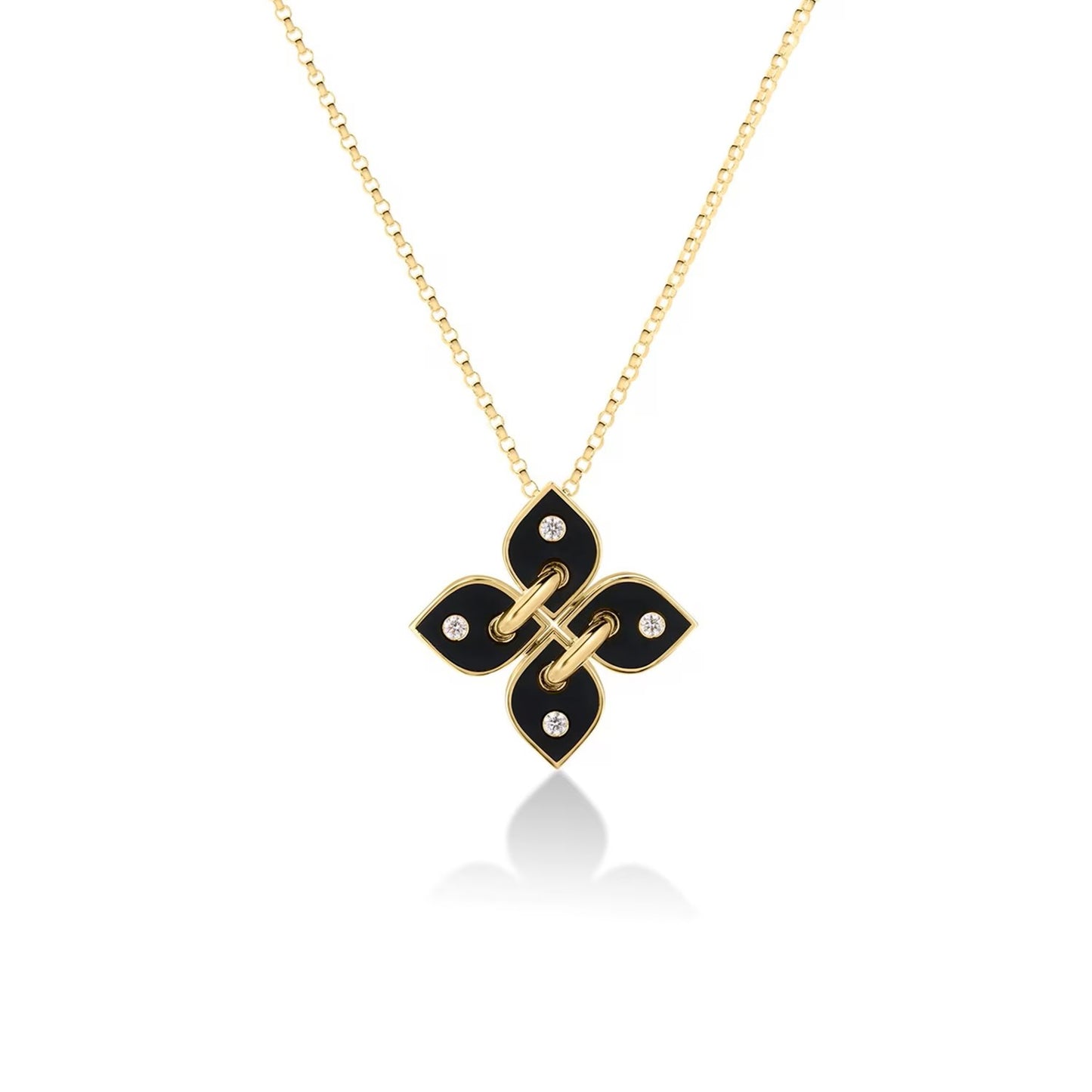 Love in Verona Collection Black Enamel & Diamond Pendant