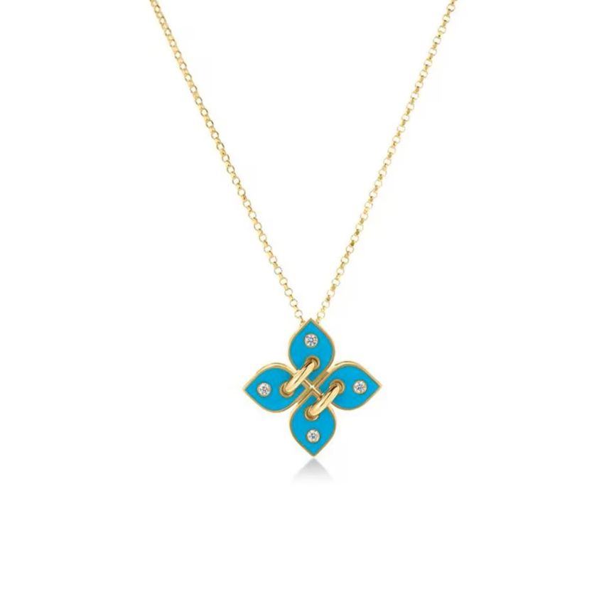 Love in Verona Collection Turquoise Enamel & Diamond Pendant
