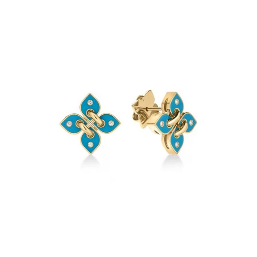 Love in Verona Collection Turquoise Enamel & Diamond Earrings