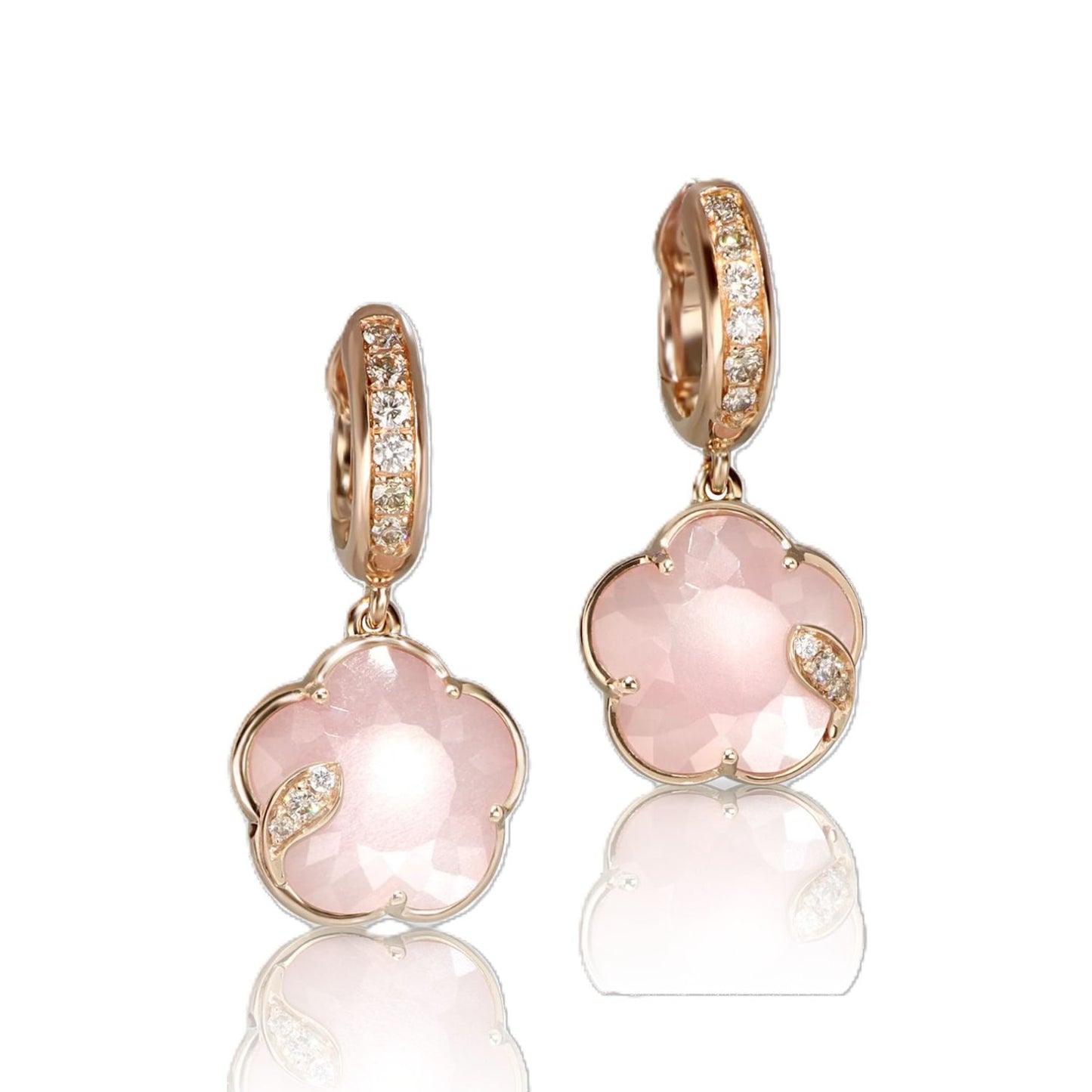 Petit Joli Collection Chalcedony & Moonstone Doublet Flower Earrings