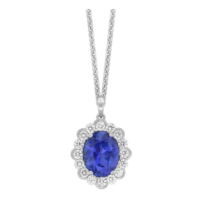 Tanzanite and Diamond Halo Pendant
