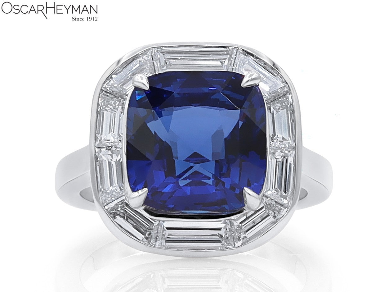 Certified "Royal Blue" Ceylon Sapphire & Diamond Ring