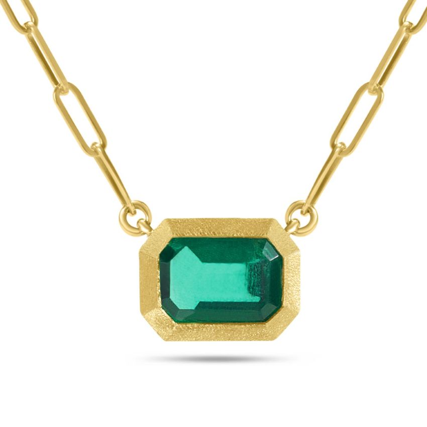 Emerald Bezel Set Necklace