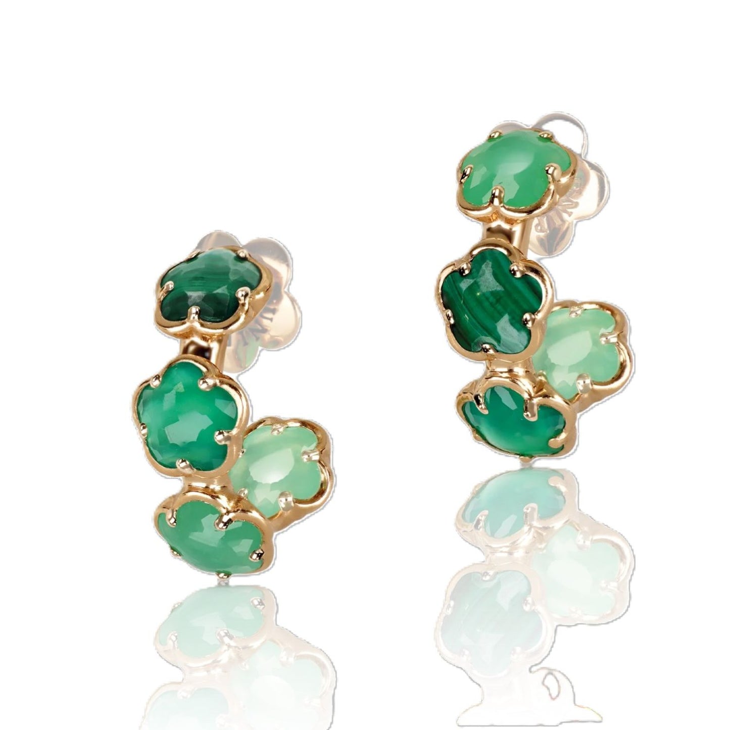 Figlia Dei Collection Green Flower Hoops