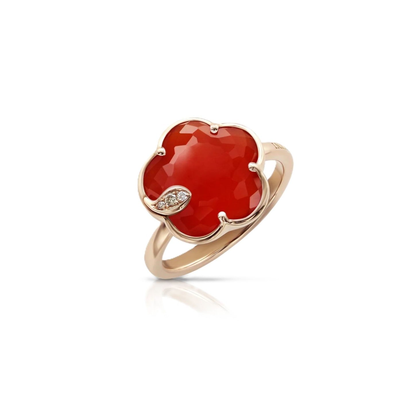 Petit Joli Carnelian & Diamond Flower Ring