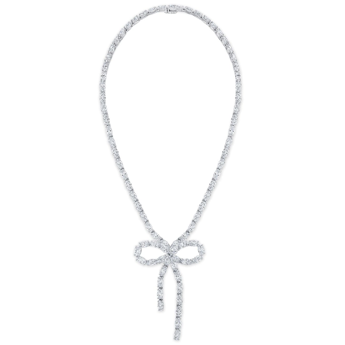 Moval Cut DIamond Bow Necklace