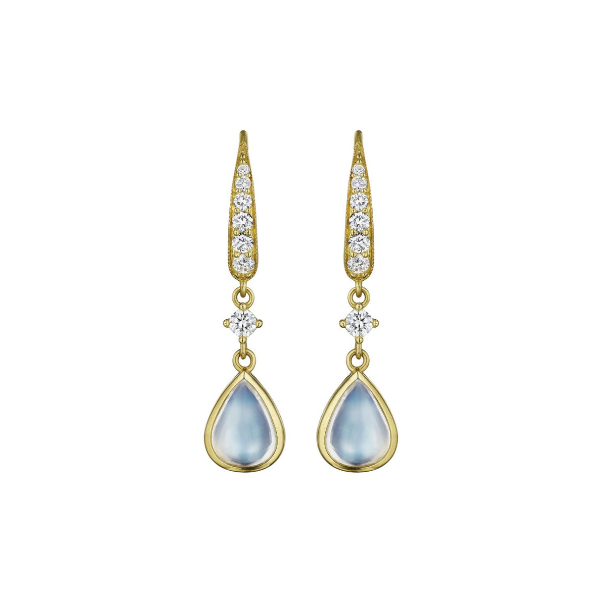 Moonstone and Diamond Earrings