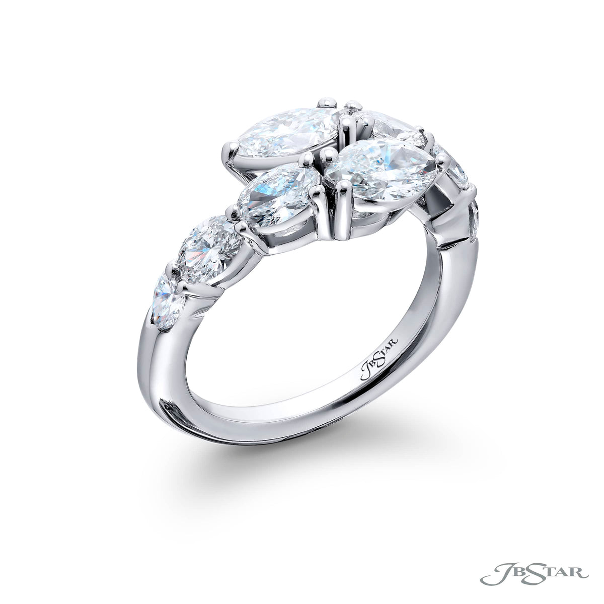 Mixed Cut Diamond Bypass Ring