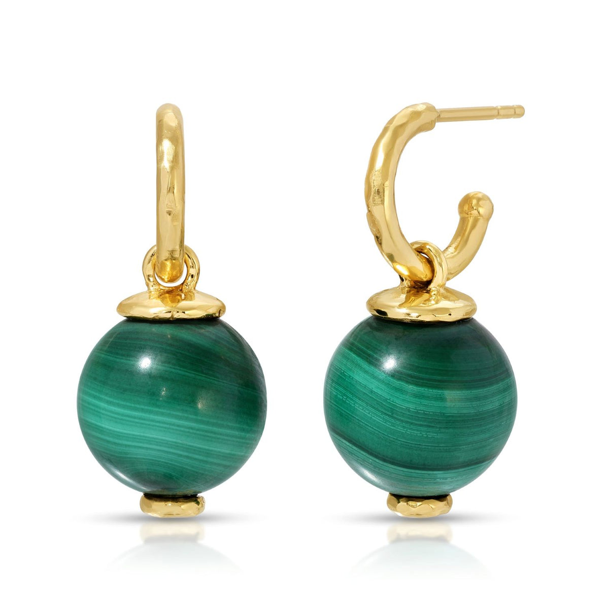 Orb Collection Malachite and Diamond Drop Earrings