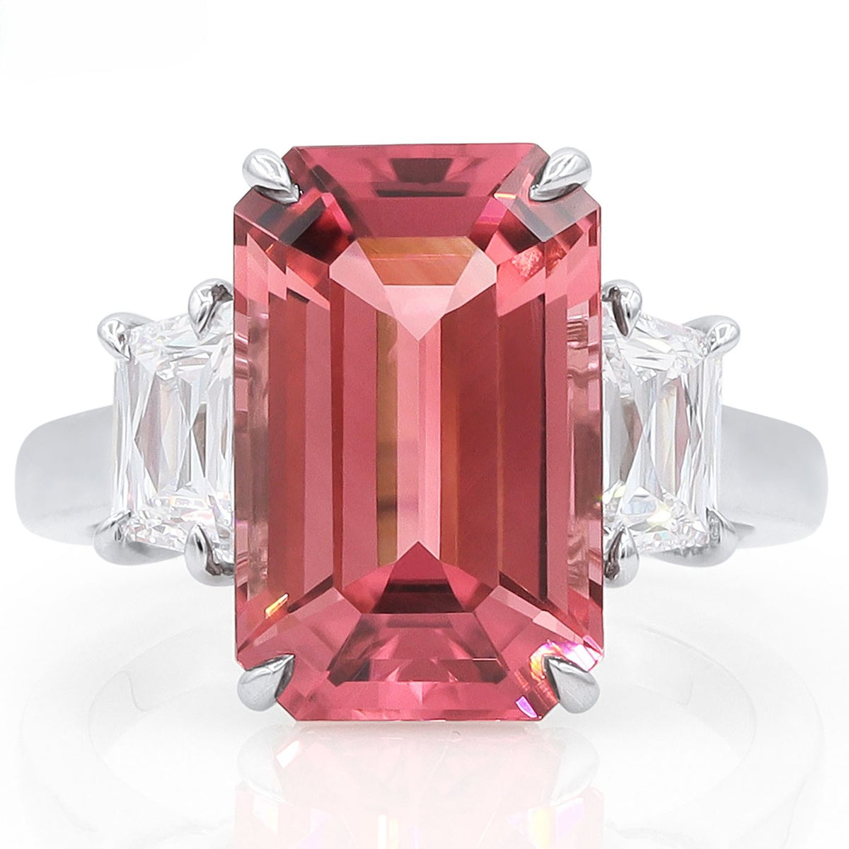 Pink Tourmaline & Diamond 3-Stone Ring