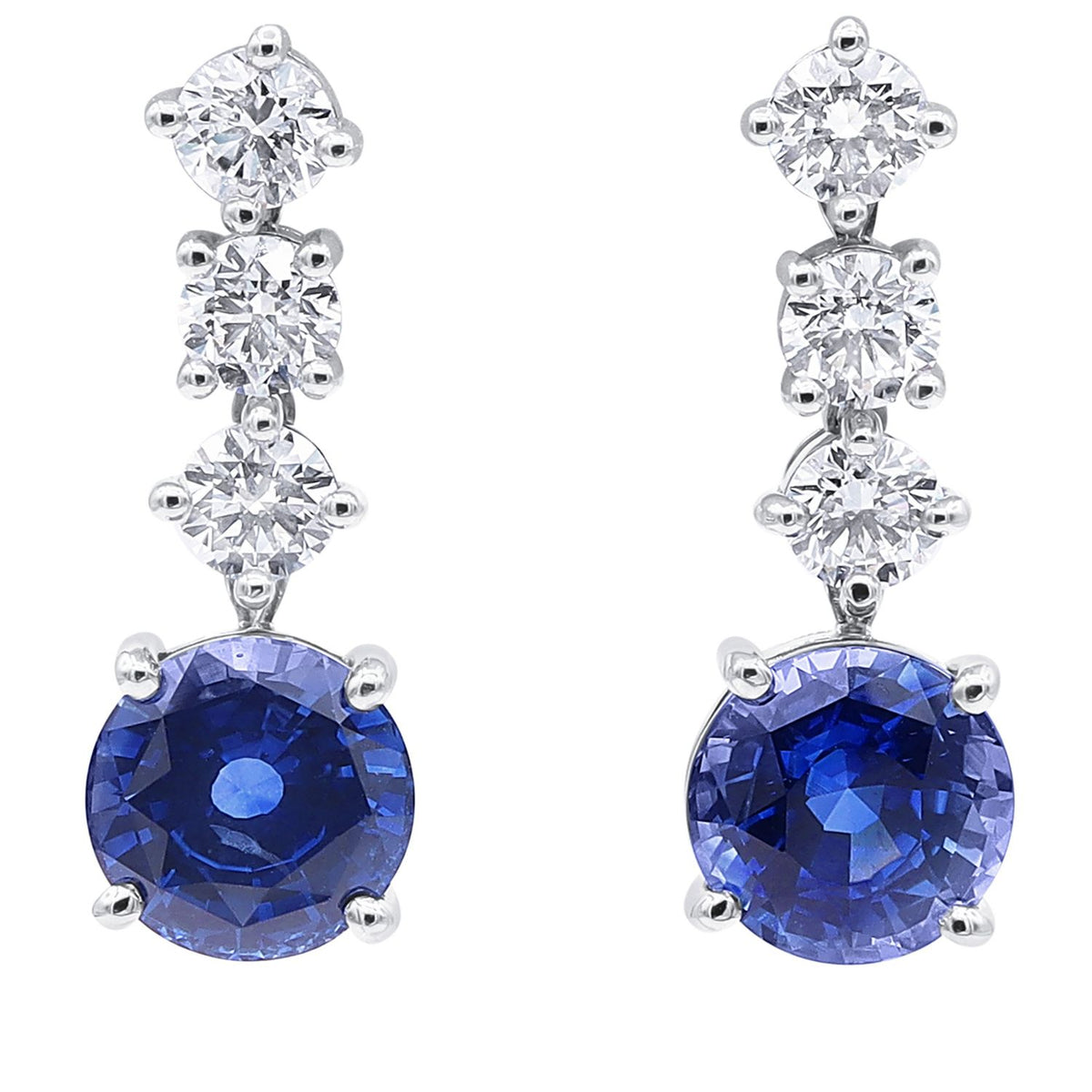 Certified Ceylon BLue Sapphire & Diamond Earrings