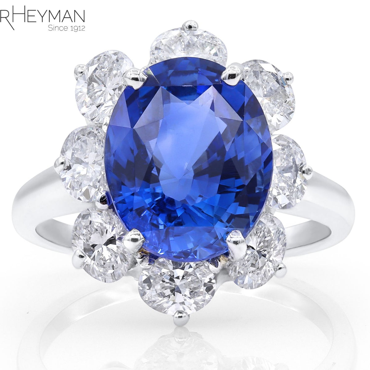 Certified Non-Heat Sri Lankan Blue Sapphie & Diamond Ring