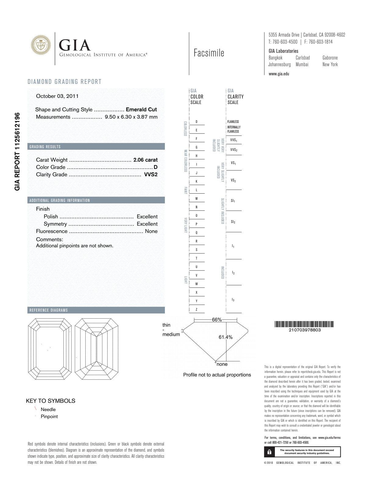 D-VVS2 GIA #1125612196 EX / EX
