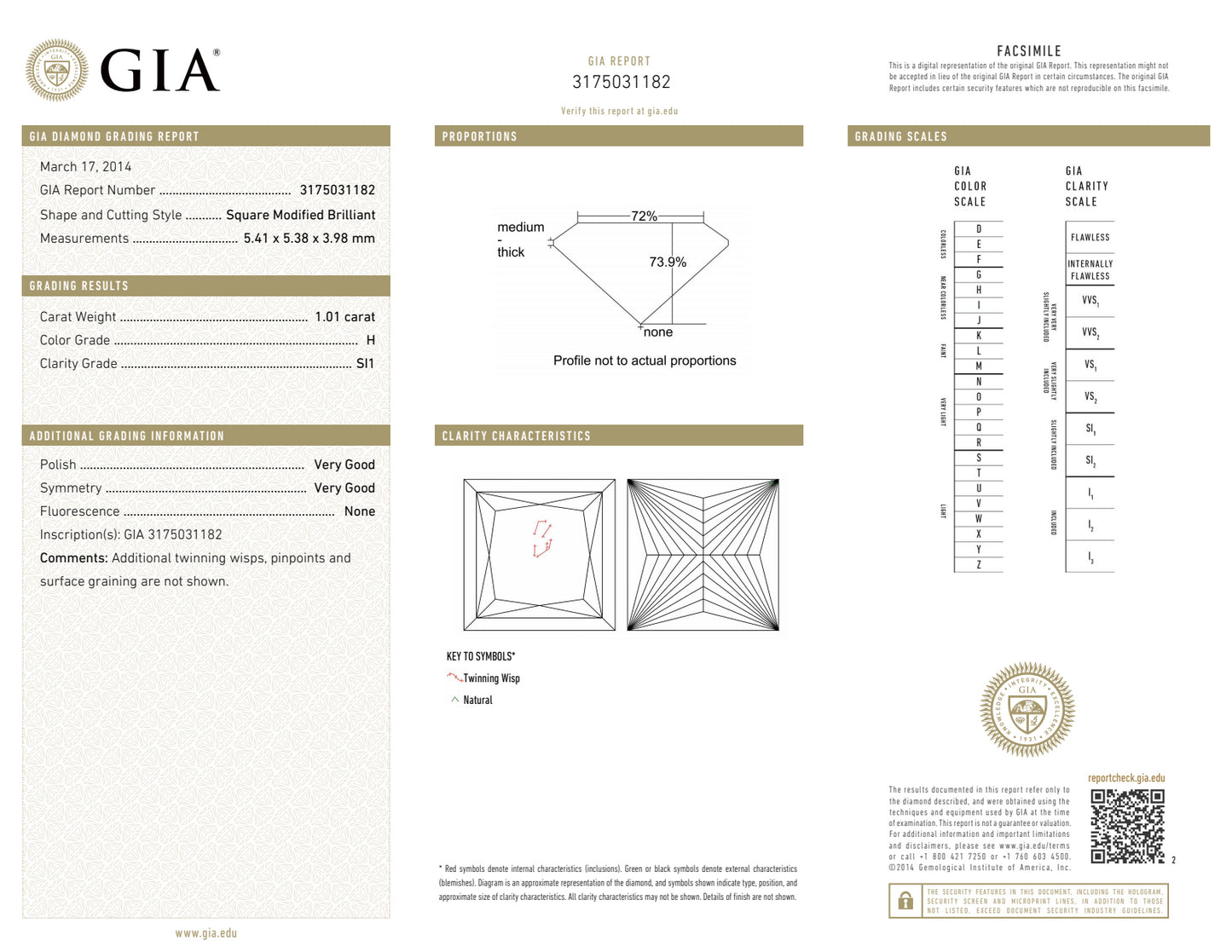 CUT H-SI1 GIA #3175031182 V.G. / V.G.