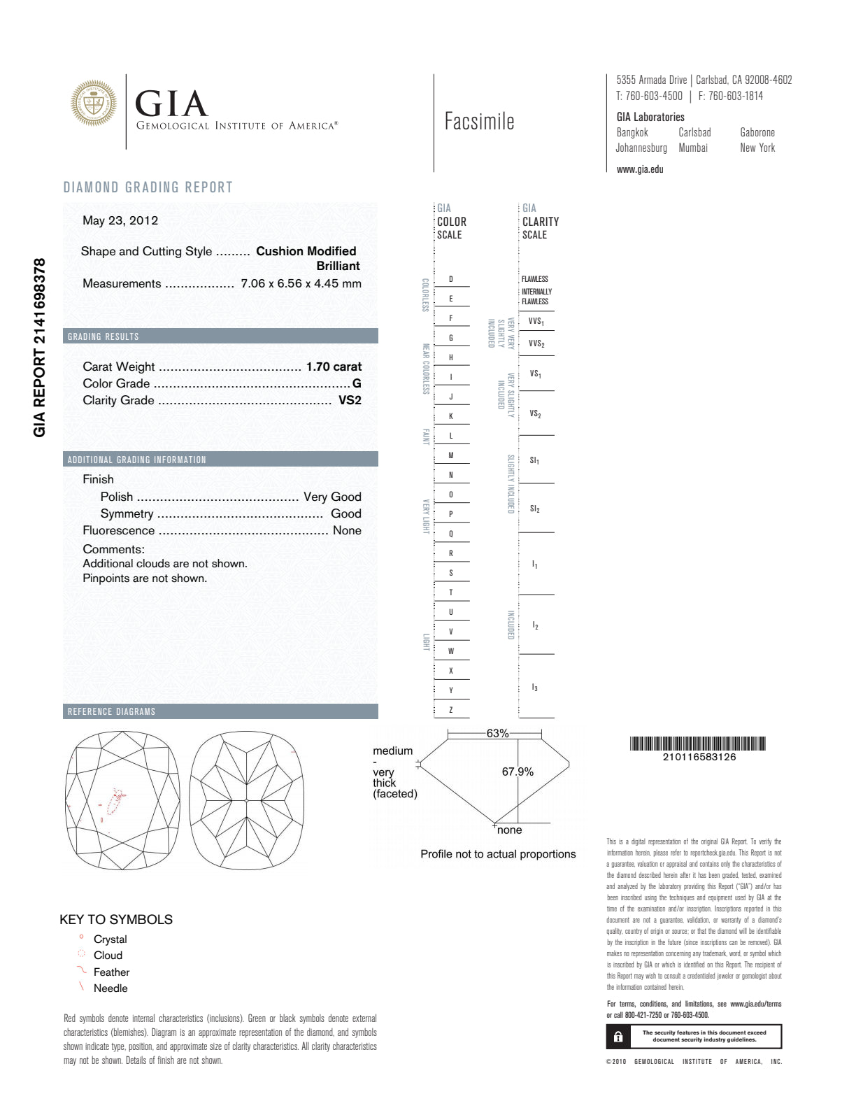 G-VS2 GIA #2141698378 V.G. / G