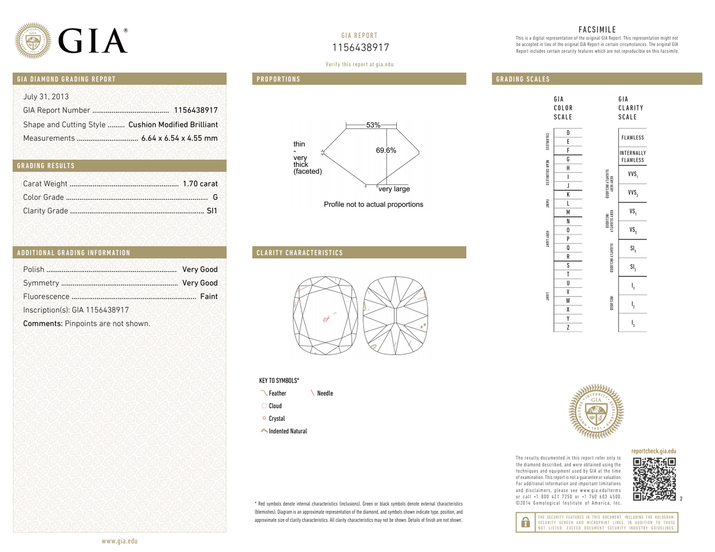 G-SI1 GIA #1156438917 V.G. / V.G.