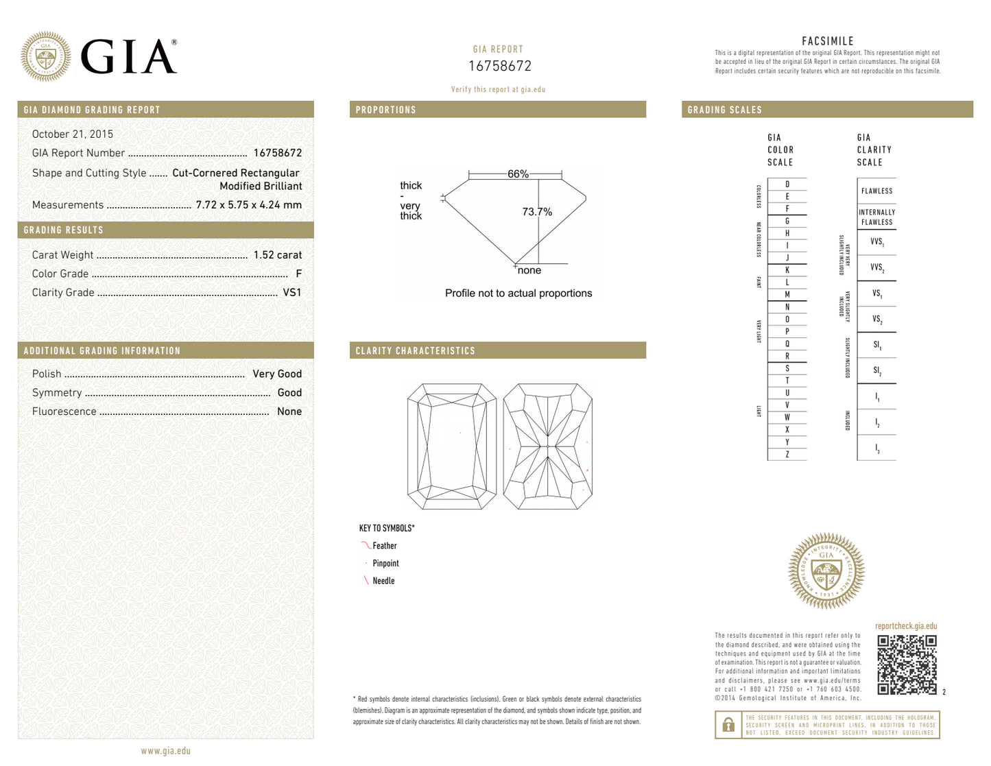 F-VS1 GIA #16758672 V.G. / G