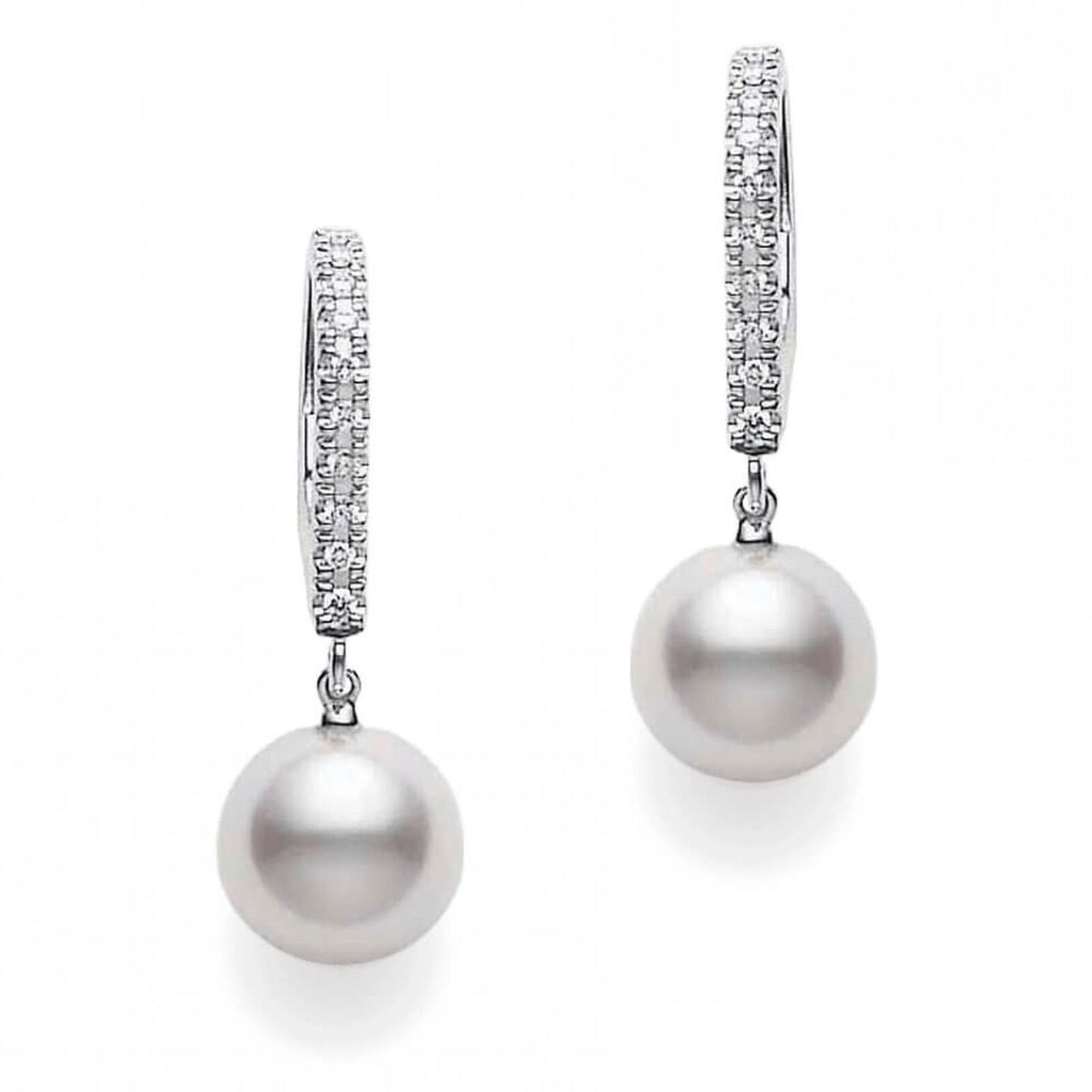 Akoya Diamond Dangle Hoop Earrings