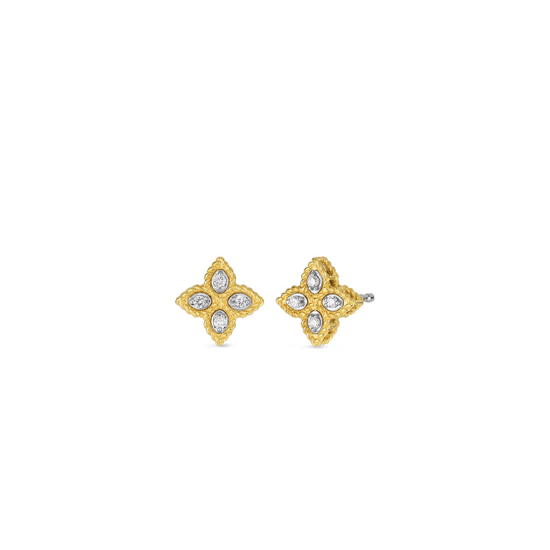 Princess Flower Diamond Stud Earrings
