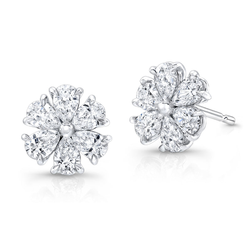 Diamond Flower Stud Earrings