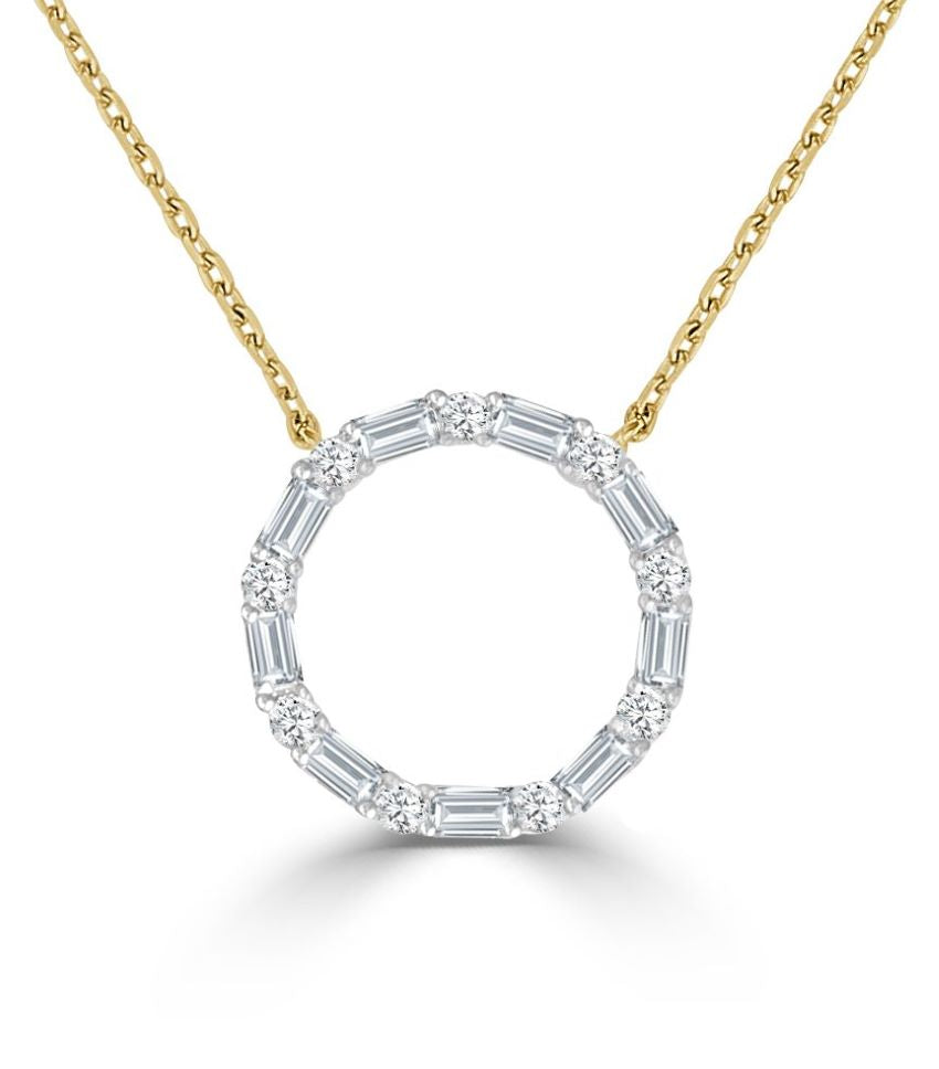Monaco Collection Baguette Diamond Circle Pendant