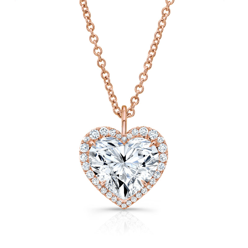 GIA Certified Heart Cut Diamond Pendant with Halo