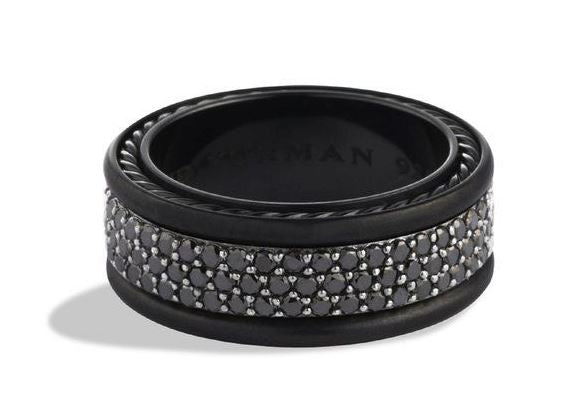 The Wedding Collection 3-Row Black Diamond Band