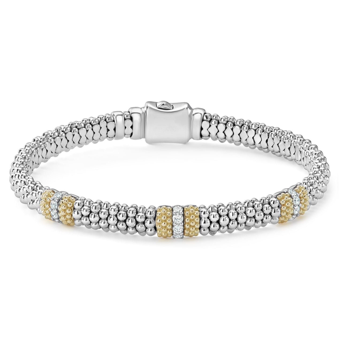 Caviar Lux Collection Three Station Diamond Caviar Bracelet