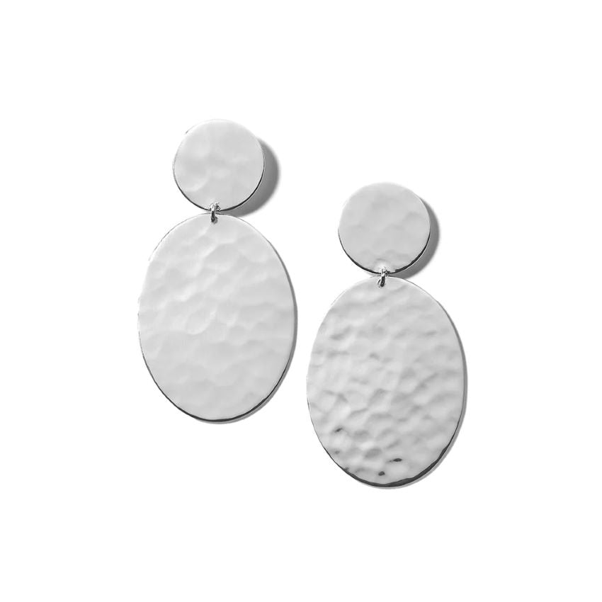 Classico Collection Crinkle Hammered Oval Snowman Earrings