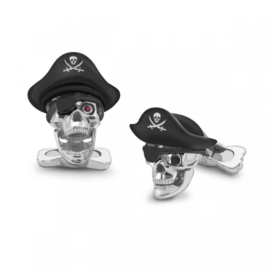 Sterling Silver Pirate Skull Cufflinks