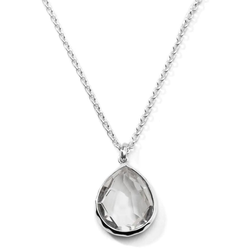 Rock Candy Medium Teardrop Pendant Necklace in Clear Quartz