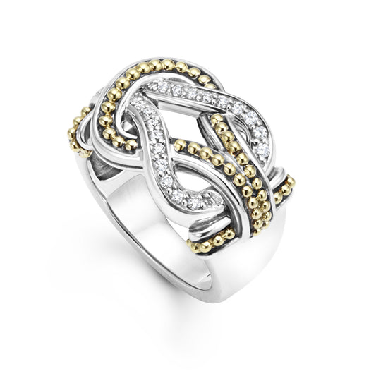 Two-Tone Knot Diamond Statement Ring