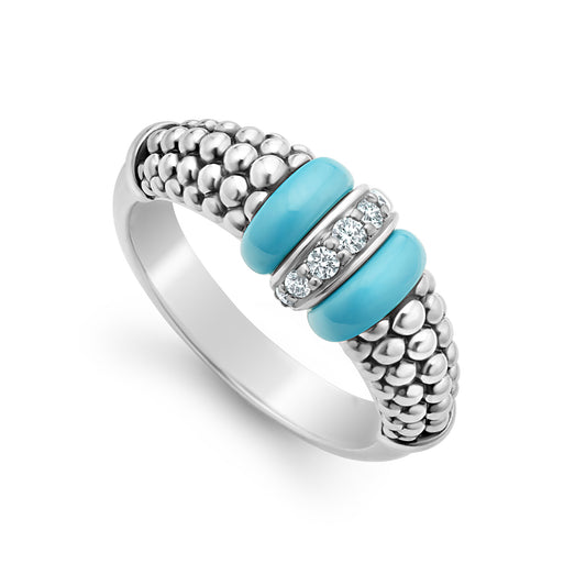 Ceramic and Diamond Caviar Ring