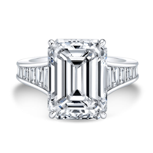 Platinum Mounting for Emerald Cut Diamond