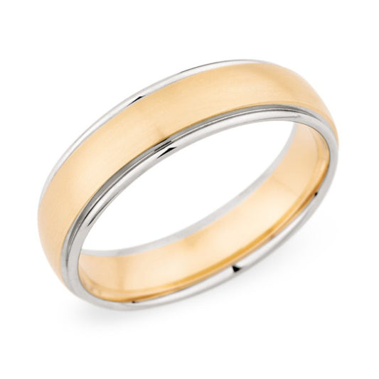6.00 MM Domed Two Tone Wedding Band