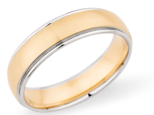6.00 MM Domed Two Tone Wedding Band