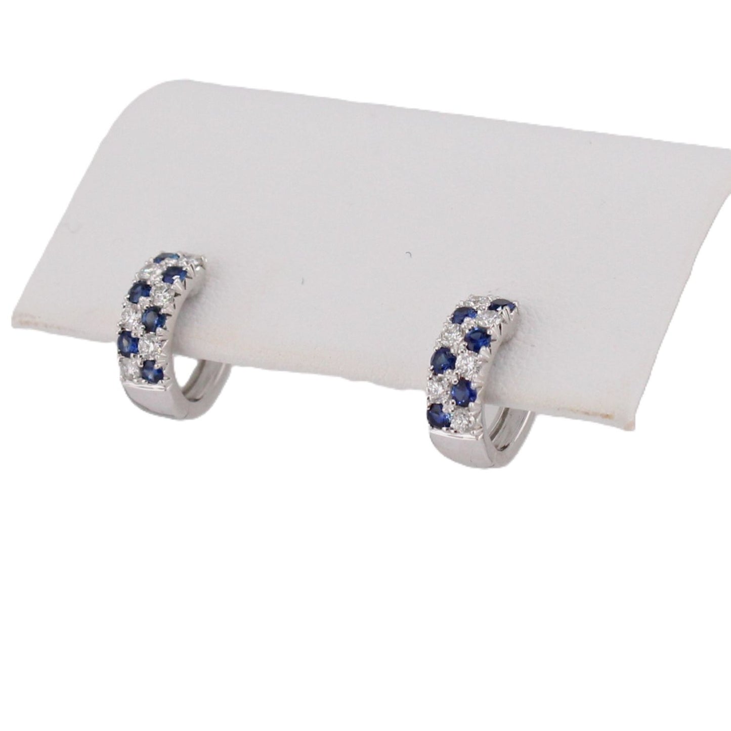 Blue Sapphire and Diamond Hoop Earrings