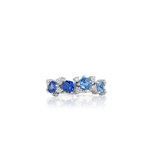 Watercolor Collection Blue Sapphire and Diamond Band