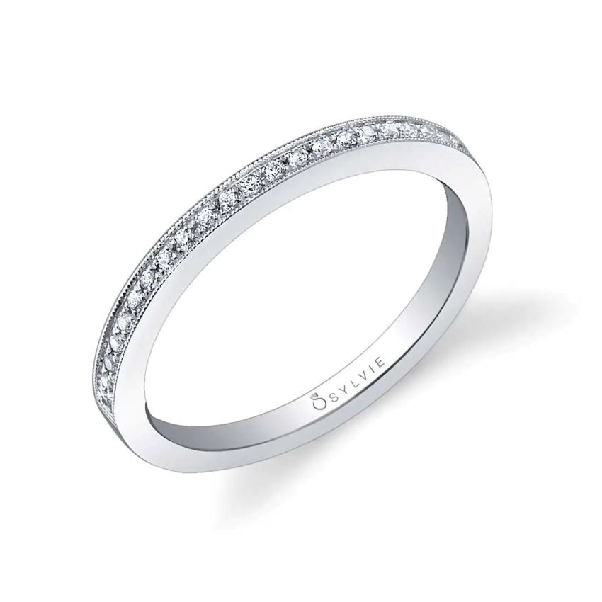 Milgrain Edge Diamond Wedding Band
