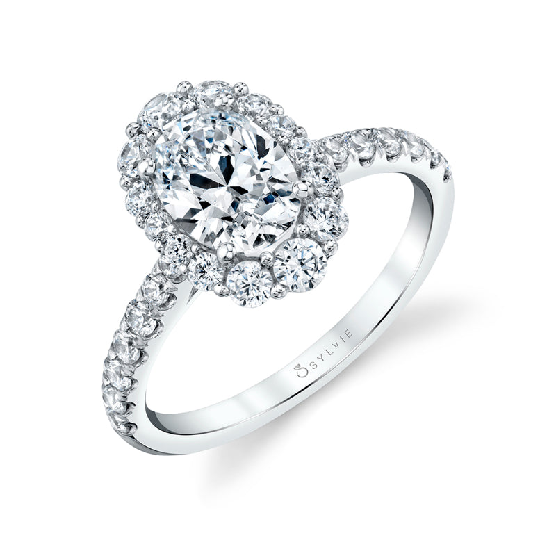Jillian Oval Cut Diamond Halo and Shoulder Mounting