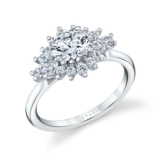Round Cut Fancy Halo Engagment Mounting