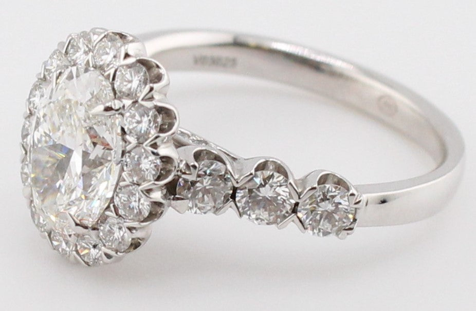 Custom Oval Cut Center Diamond Halo Mounting