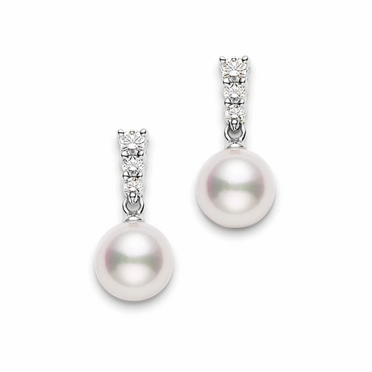 Morning Dew Collection Akoya & Diamond Drop Earrings