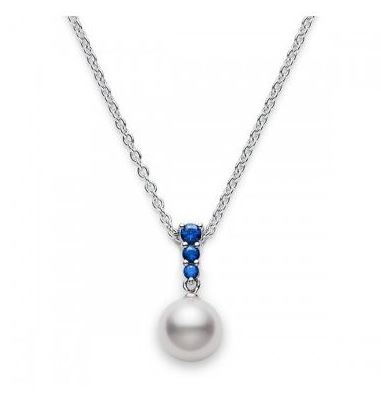 Akoya and Blue Sapphire Necklace