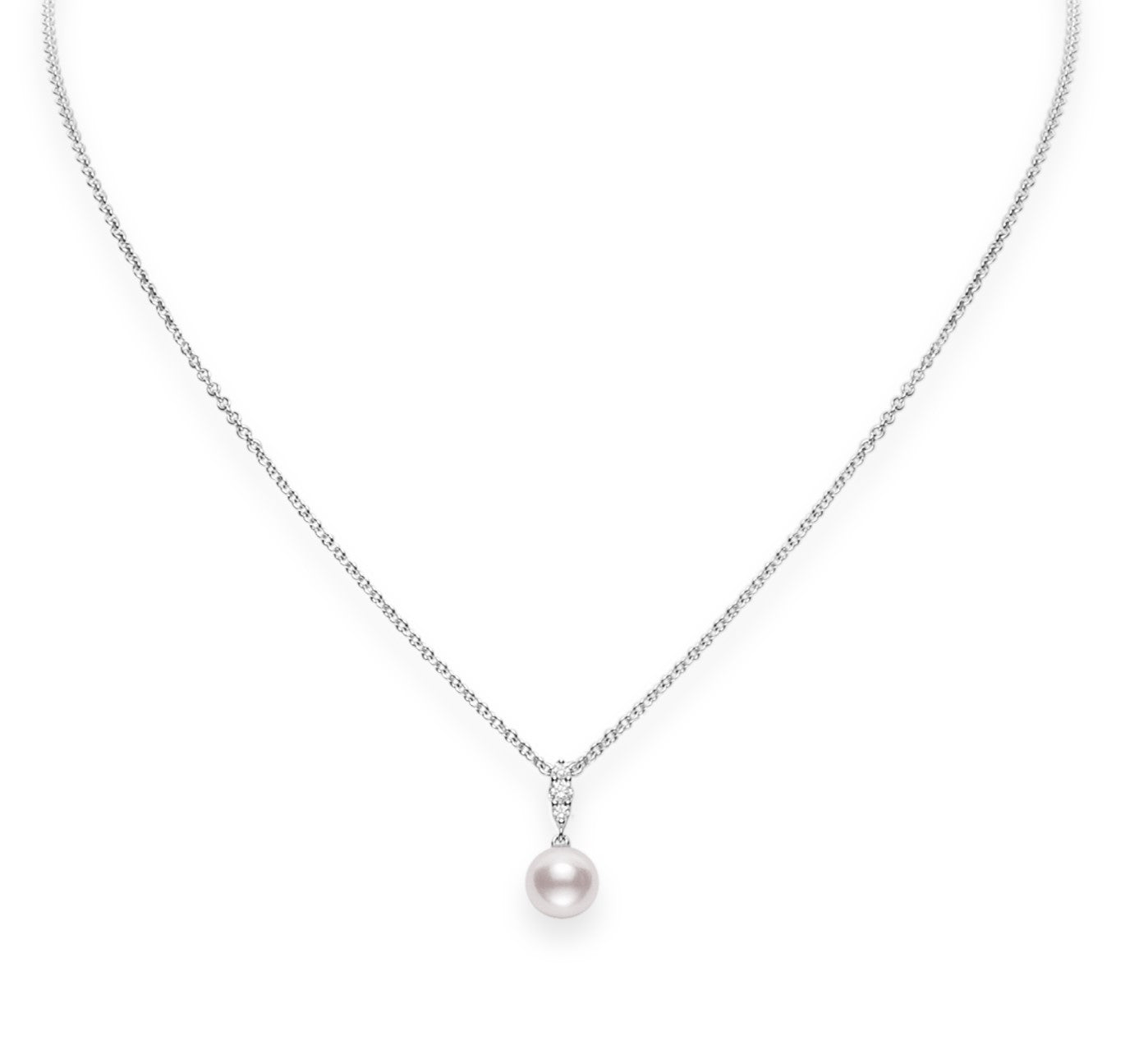 Morning Dew Collection Akoya Pearl and Diamond Pendant